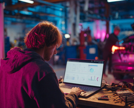rarebitbunnies_a_man_sitting_at_a_desk_in_a_car_garage_with_h_036dc8f6-d368-490c-917e-2ae42d681f07_0